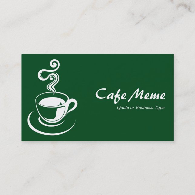 Coffee Cup - White and Dark Green 02481c Business Card (Front)