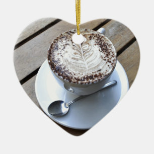 Coffee cup with cream ceramic ornament