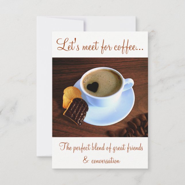 Coffee Cup with Heart Shaped Foam Invitation (Front)
