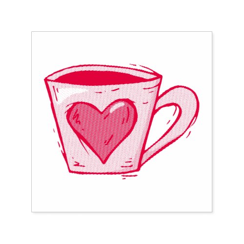 Coffee Cup With Heart Stamper Self_inking Stamp