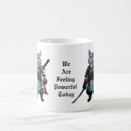Coffee cup with samurai cat print