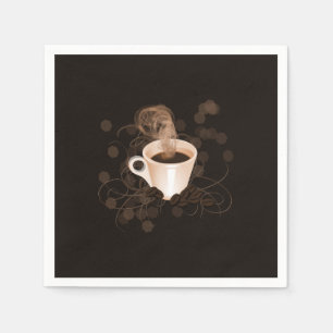 Coffee Cup with Swishes and Beans Paper Napkins