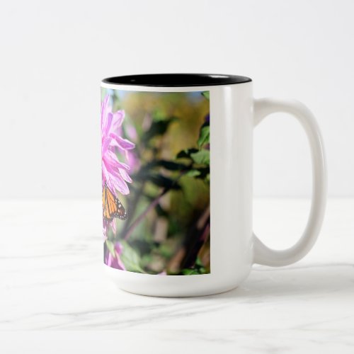 Coffee cup with two monarch butterflies