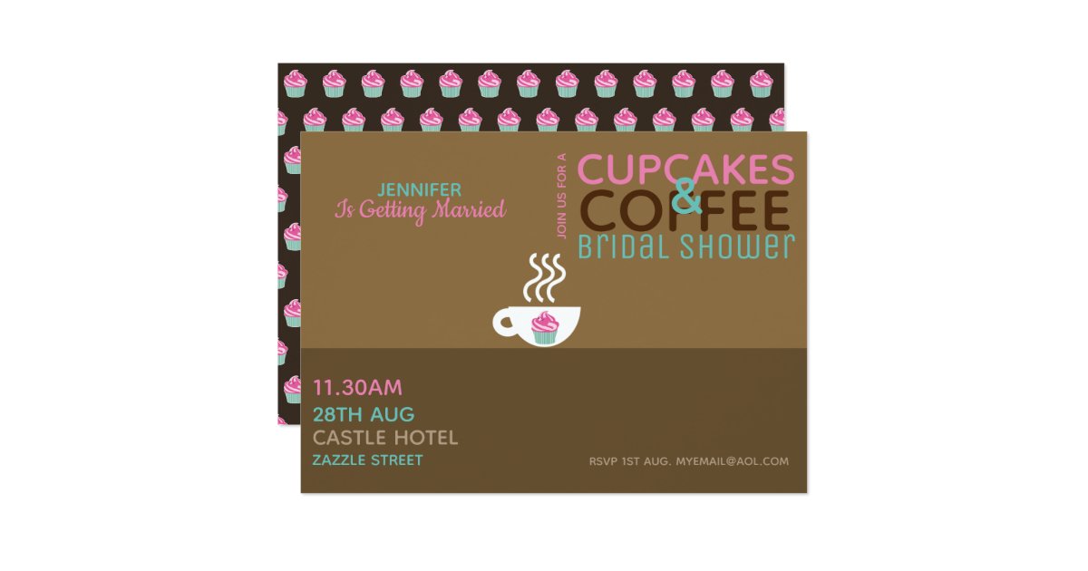 Coffee Cupcakes Bridal Shower Invitation Pink Choc Zazzle Bridal Shower Invitation Pink Choc
