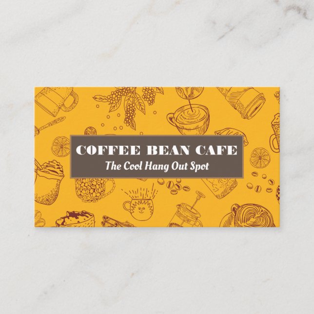 Coffee Cups and Beans Pattern Business Card (Front)