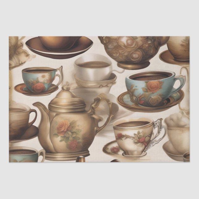 Coffee Cups and Pots Decoupage /  Tissue Paper (Front)