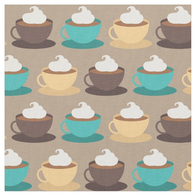 Coffee Cups Barista Cute Cafe Food Beverage Fabric (Close Up)