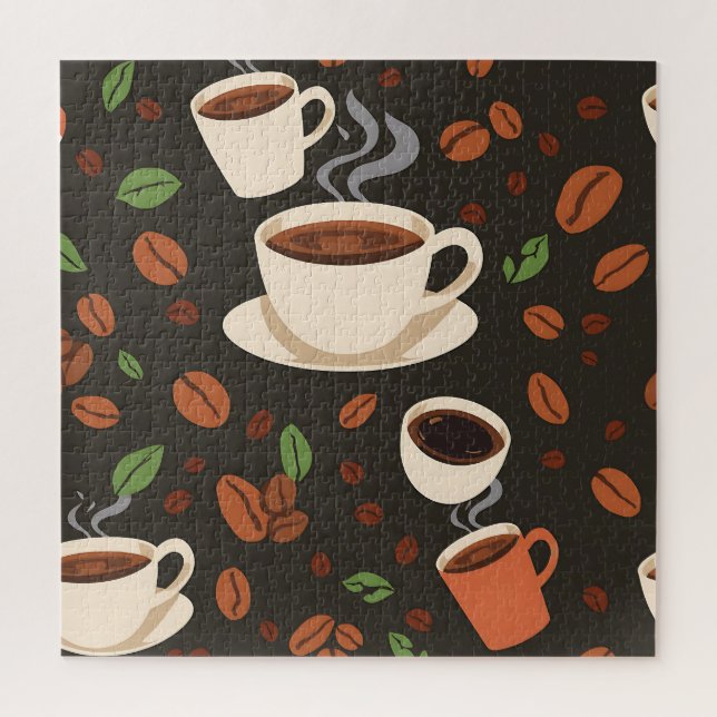 Coffee Cups Beans Morning Pattern Jigsaw Puzzle (Vertical)