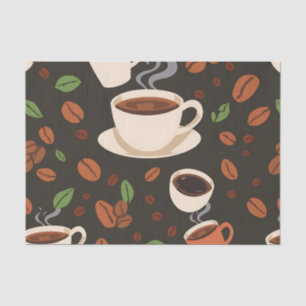 Coffee Cups Beans Morning Pattern Tissue Paper