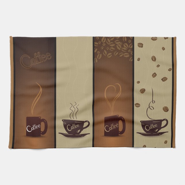 Coffee Cups & Beans Towel (Horizontal)
