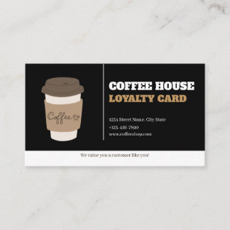 Coffee Cups Black White Cafe Customer Loyalty Card