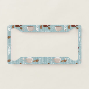 Coffee Cups Blue Vertical Lines Caffeine Grains License Plate Frame