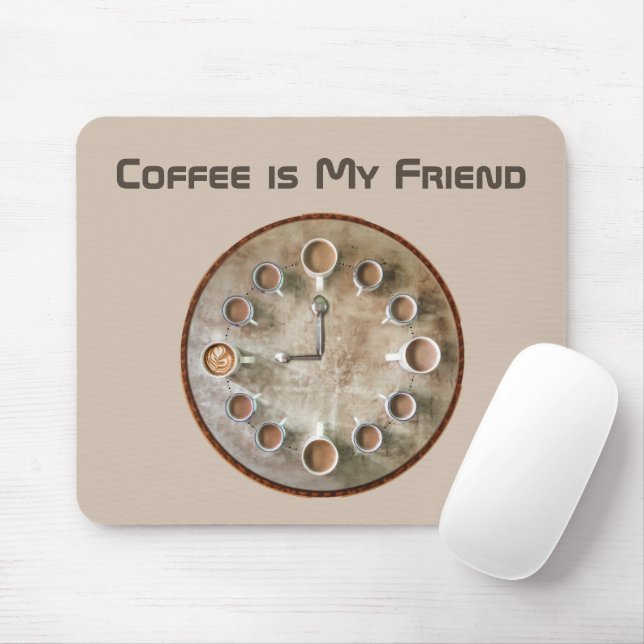 Coffee Cups Clock Mouse Pad (With Mouse)