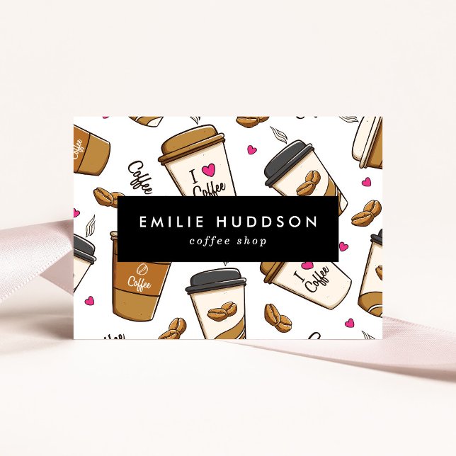 Coffee Cups, Coffee Beans, Barista, Coffee Shop Business Card (Creator Uploaded)