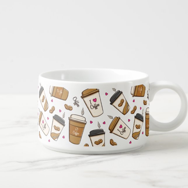 Coffee Cups, Coffee Beans, Coffee Lover, Hearts Bowl (Left)