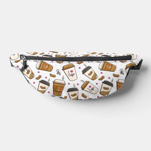 Coffee Cups Coffee Beans Coffee Lover Hearts Fanny Pack