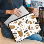 Coffee Cups, Coffee Beans, Coffee Lover, Hearts Laptop Sleeve<br><div class="desc">Cute,  fun and adorable pattern with coffee cups,  coffee beans and hearts. Modern and trendy gift,  perfect for the coffee lover in your life.</div>