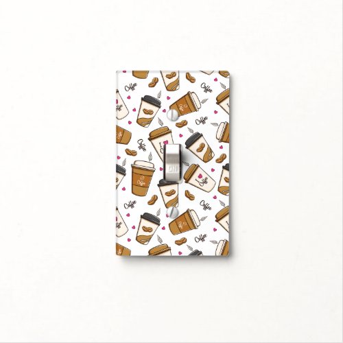 Coffee Cups Coffee Beans Coffee Lover Hearts Light Switch Cover