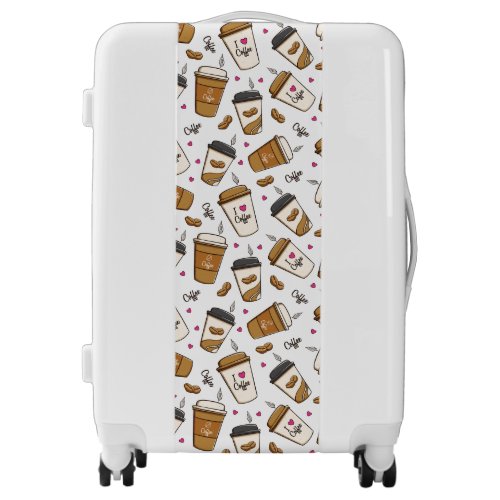 Coffee Cups Coffee Beans Coffee Lover Hearts Luggage