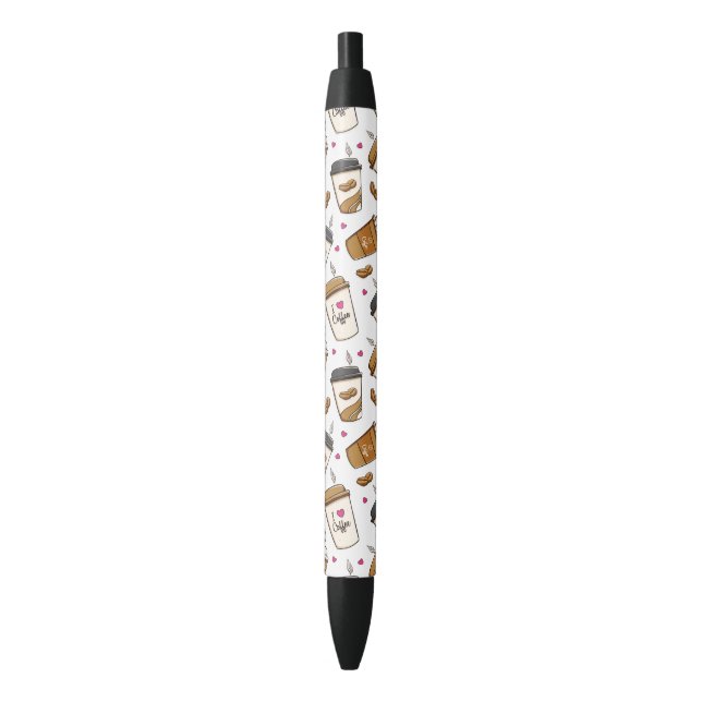 Coffee Cups, Coffee Beans, Coffee Lover, Hearts Pen (Front Vertical)