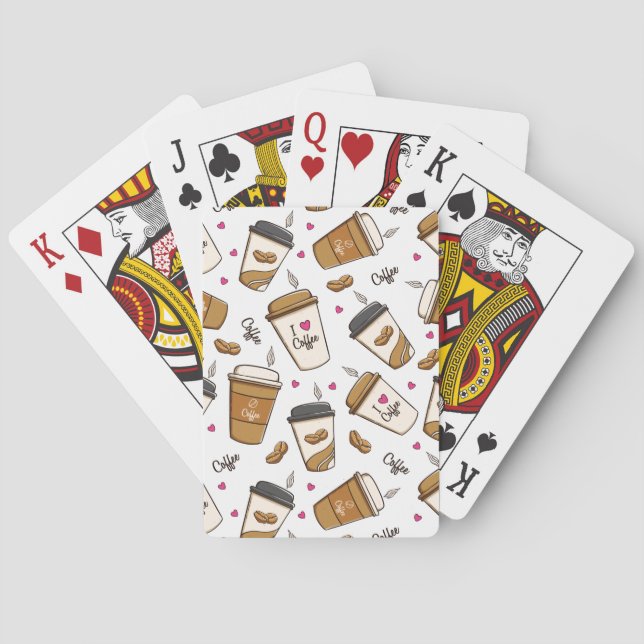 Coffee Cups, Coffee Beans, Coffee Lover, Hearts Poker Cards (Back)