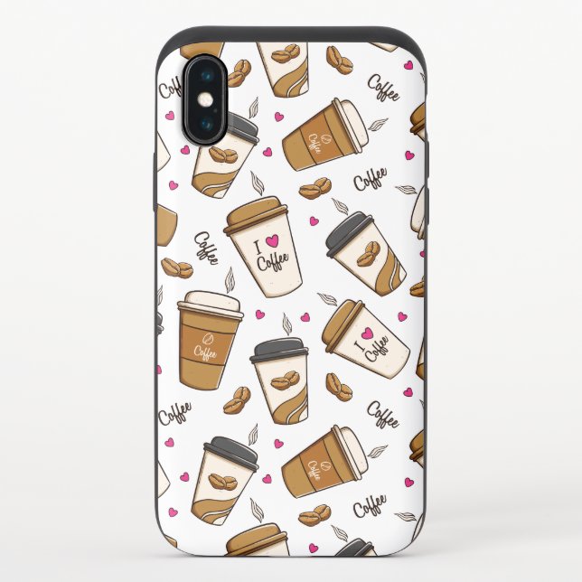 Coffee Cups, Coffee Beans, Coffee Lover, Hearts Uncommon iPhone Case (Back)