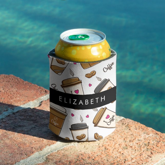 Coffee Cups, Coffee Beans, Coffee Lover, Your Name Can Cooler (In Situ Pool)