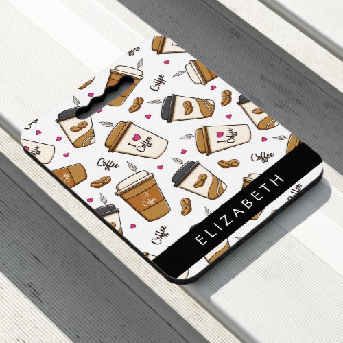 Coffee Cups Coffee Beans Coffee Lover Your Name Seat Cushion