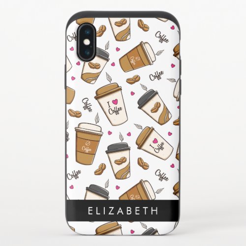 Coffee Cups Coffee Beans Coffee Lover Your Name iPhone X Slider Case
