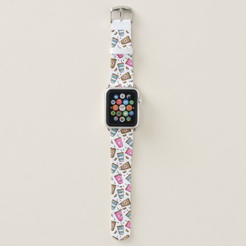 Coffee Cups Coffee Beans Hearts Coffee Lover Apple Watch Band