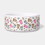 Coffee Cups, Coffee Beans, Hearts, Coffee Lover Bowl<br><div class="desc">Cute,  fun and adorable pattern with coffee cups,  coffee beans and hearts. Modern and trendy gift,  perfect for the coffee lover in your life.</div>