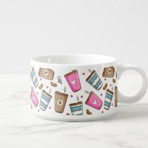 Coffee Cups, Coffee Beans, Hearts, Coffee Lover Bowl