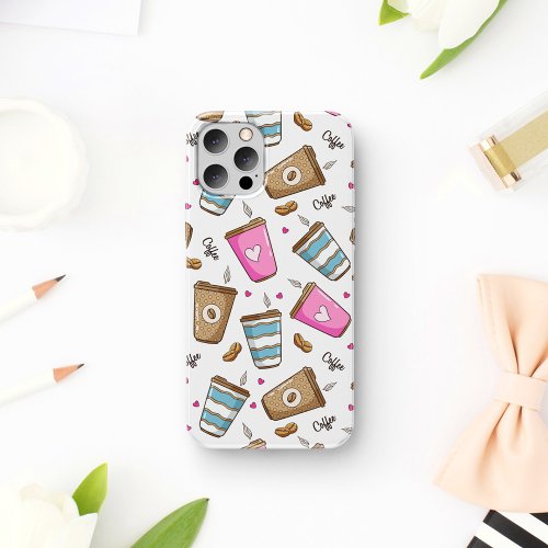 Coffee Cups Coffee Beans Hearts Coffee Lover iPhone 11 Case