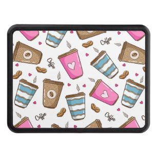 Coffee Cups, Coffee Beans, Hearts, Coffee Lover Hitch Cover