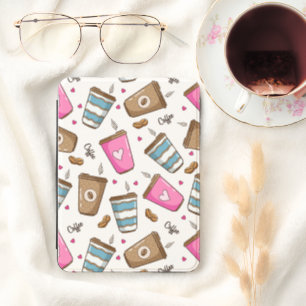 Coffee Cups, Coffee Beans, Hearts, Coffee Lover Kindle Cover