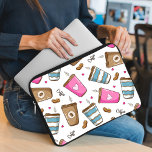 Coffee Cups, Coffee Beans, Hearts, Coffee Lover Laptop Sleeve<br><div class="desc">Cute,  fun and adorable pattern with coffee cups,  coffee beans and hearts. Modern and trendy gift,  perfect for the coffee lover in your life.</div>