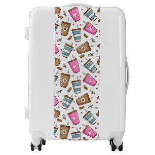 Coffee Cups, Coffee Beans, Hearts, Coffee Lover Luggage