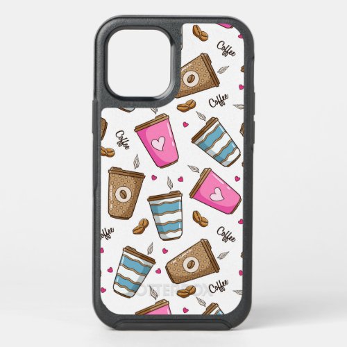 Coffee Cups Coffee Beans Hearts Coffee Lover OtterBox Symmetry iPhone 12 Case