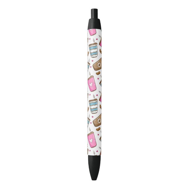 Coffee Cups, Coffee Beans, Hearts, Coffee Lover Pen (Front Vertical)