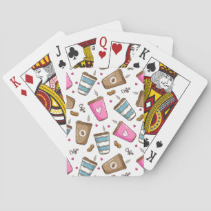 Coffee Cups, Coffee Beans, Hearts, Coffee Lover Poker Cards