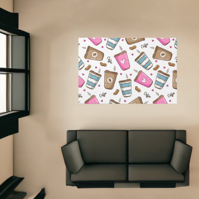 Coffee Cups, Coffee Beans, Hearts, Coffee Lover Rug (Insitu (Indoor 1))