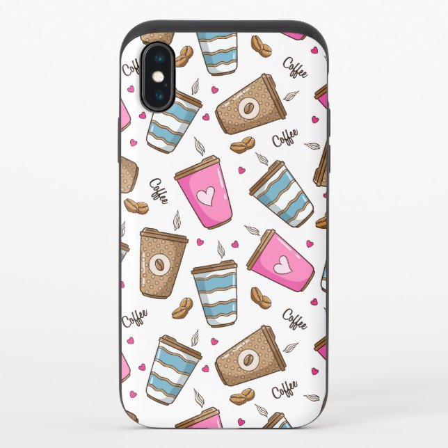 Coffee Cups, Coffee Beans, Hearts, Coffee Lover Uncommon iPhone Case (Back)