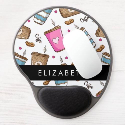 Coffee Cups Coffee Beans Hearts Your Name Gel Mouse Pad