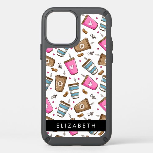 Coffee Cups Coffee Beans Hearts Your Name Speck iPhone 12 Case