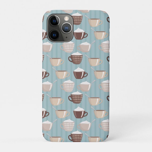 Coffee Cups Cream Blue Vertical Lines Caffeine Case-Mate iPhone Case (Back)