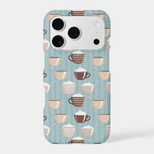 Coffee Cups Cream Blue Vertical Lines Caffeine iPhone 17 Pro Case