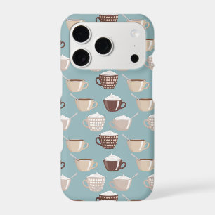 Coffee Cups Cream Caffeine Lover Pastel Blue Brown iPhone 17 Pro Case