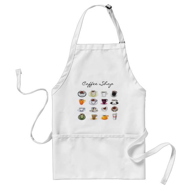 Coffee Cups Customizable Coffee Shop Adult Apron (Front)