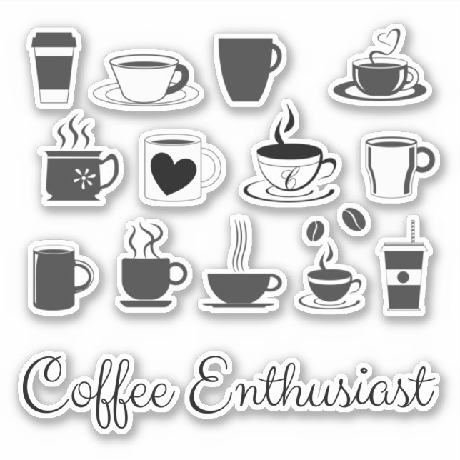 Coffee Cups for Coffee Enthusiast - Aesthetic Sticker (Front)