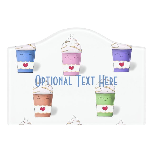 Coffee Cups in Full Colors Door Sign (Small Crest Front)